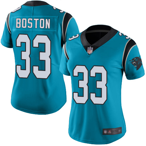 Carolina Panthers Limited Blue Women Tre Boston Jersey NFL Football 33 Rush Vapor Untouchable